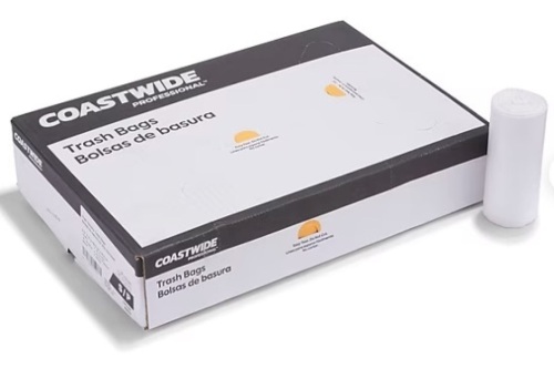 Coastwide Professional™ 12-16 Gallon Trash Bag, 24" x 33", High Density, 13 mic, Natural, 20 Rolls - Lot 165