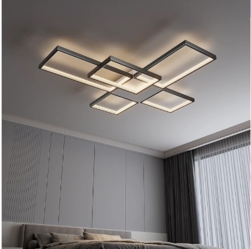 LED Ceiling Light Fixture,92W Modern Flush Mount Ceiling Light,Black Square Acrylic Ceiling Lamp  - Lot 119c