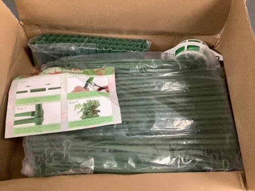 181PCS Garden Stakes Set with 60 Sets Fiberglass Plant Stakes Sticks Supports and Accessories, DIY 4ft 5ft 6ft 7ft Tomato Stakes for Vegetables, Tomato, Pepper, Fences Indoor Outdoor Plants - Lot 382