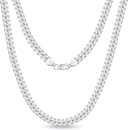 BRIJEWNES 925 Sterling Silver Clasp 3/3.5/4/5/6/7/10mm Cuban Link Chain for Men Women Diamond Cut Chain Necklace 16, 18, 20, 22, 24, 26, 28, 30 Inch - Lot 388