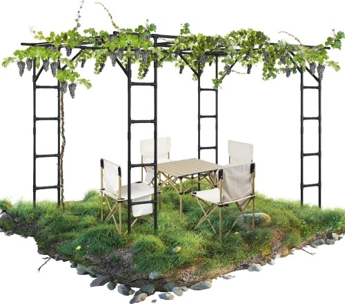 Large Outdoor Garden Arch Trellis - Size: 118 * 78.5 * 90.5 inches - Large Grape Vine Trellis, Used for Outdoor Climbing of Plants, Courtyard and Garden Decoration of Pavilions (Black) - Lot 353
