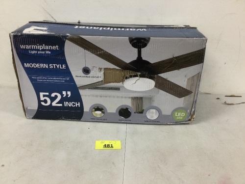 52" Modern Style Ceiling Fan - Lot 481