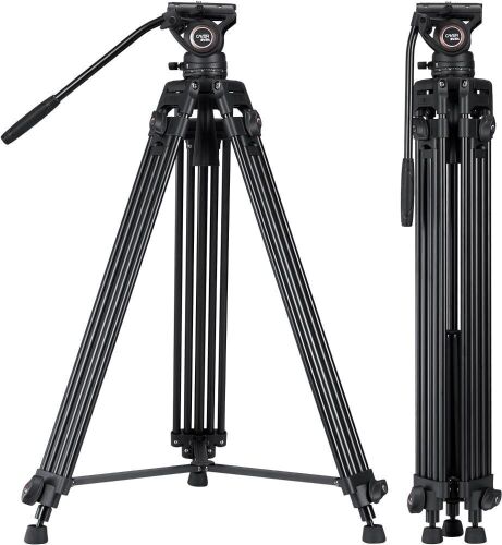 Cayer BV30L 72" Professional Heavy Duty Aluminum Twin Tube Tripod, K3 Fluid Head, Mid-Level Spreader, Max Loading 13.2 LB - Lot 251