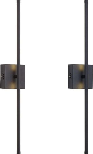  KARTOOSH Modern LED Dimmable Hardwired Wall Sconces, 350° Rotate, Matte Black, 27.8", 2 Pack  - Lot 333