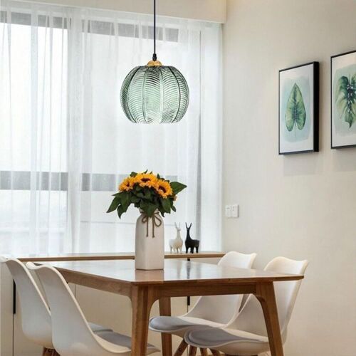Unique Green Ribbed Glass Shade Pendant Light - Lot 360