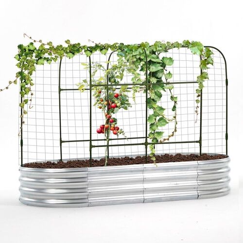 Galvanized Raised Bed 6x3x1ft with Greenhouse Covers  - Lot 364