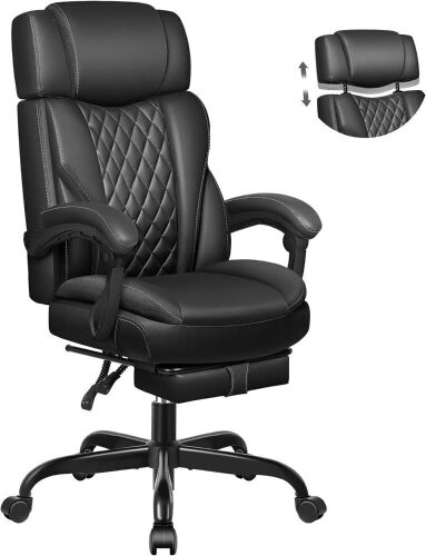 Big and Tall Ergonomic Office Chair with Lumbar Support, Footrest & Adjustable Angle - Lot 590