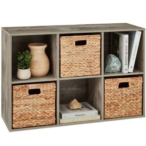 6-Cube Bookshelf, 11in Storage Display w/ Removable Panels, Customizable - Lot 648