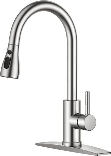  FORIOUS Brushed Nickel Kitchen Faucet with Pull Down Sprayer - Lot 481