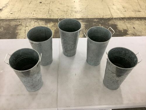 Galvanized Metal Flower Buckets, Set of 5 - Lot 621