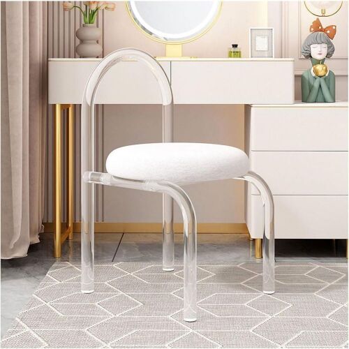 Acrylic Clear Vanity Chair with Back and Soft Velvet Cushion - Lot 695
