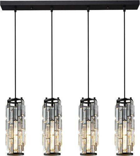  LMQNINE 4 Light Mini Crystal Black Pendant Light - Lot 733