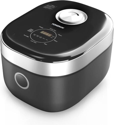  YOKEKON Low Carb Rice Cooker Stainless Steel Inner Pot, Steamer Basket, 24H Delay Timer and Auto Keep Warm Feature - Lot 485