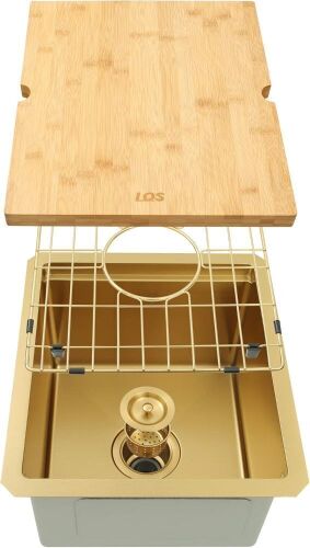 LQS Gold Undermount Bar Sink 15" x 17"  - Lot 599