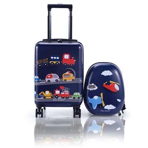 Kids' Vehicle Blue Carry On Travel Luggage Set - Lot 704
