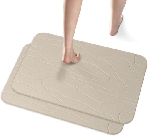 Diatomaceous Earth Stone Bath Mat, 23.62 x 15.35 inch, 2 Pack  - Lot 578