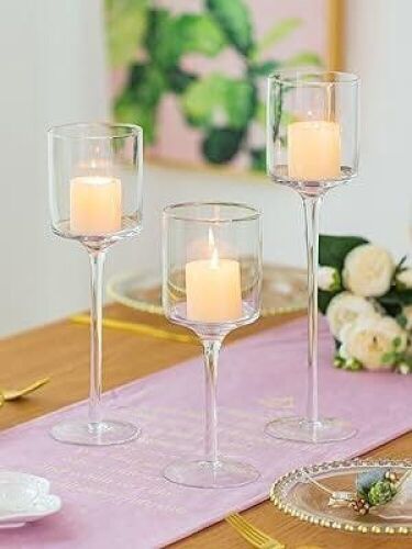 Set of 3 Glass Candle Holders - Lot 662