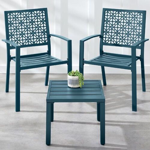 3-Piece Stackable Steel Outdoor Conversation Bistro Set - Lot 309