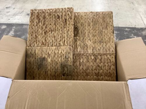 Set of 2 Collapsible Hyacinth Storage Baskets w/ Inserts - 13x13in - Lot 403