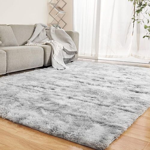 Fluffy Tie-Dyed Light Grey Area Rug, 8x10  - Lot 476