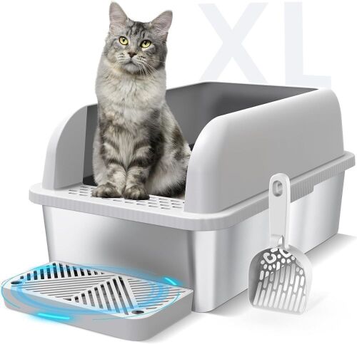 Suzzipaws Enclosed Stainless Steel Cat Litter Box with Lid - Lot 440