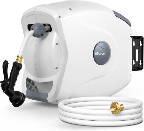  Efurden Wall Mounted Retractable Hose Reel, 5/8 Inch x 82 Ft  - Lot 246
