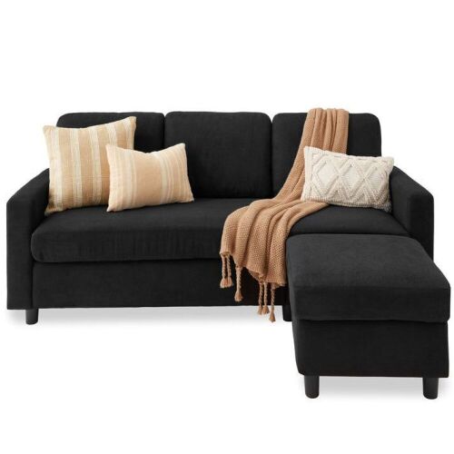 Upholstered Sectional Sofa Couch w/ Chaise Lounge, Reversible Ottoman Bench - Lot 19