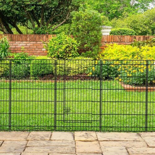 INJOPEXI Decorative Garden Fence with Gate, 12 Panels, 26ft (L) × 36in (H)  - Lot 199