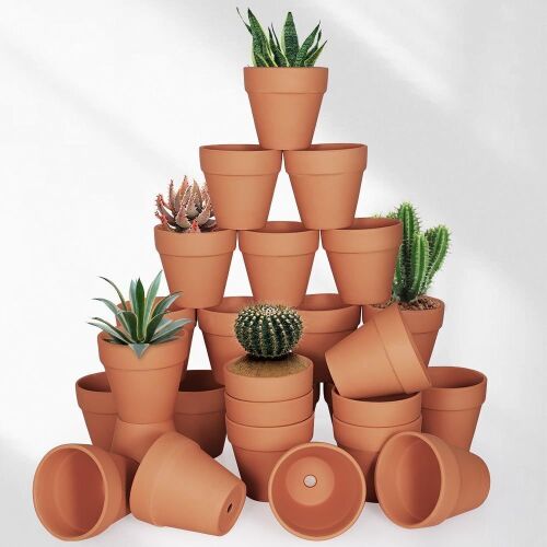 4 inch Terracotta Clay Pots, 27 Pack - Lot 182