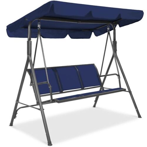 2-Seater Outdoor Canopy Swing Glider Bench w/ Textilene Fabric, Steel Frame - Lot 38