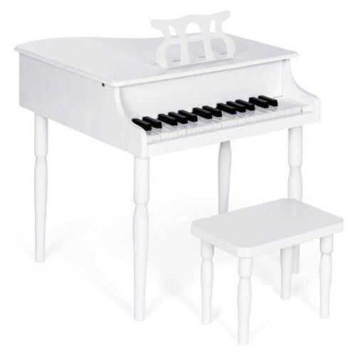 Kids Mini Wooden Grand Piano w/ Lid, Bench, Music Rack, Song Book, Stickers - Lot 90