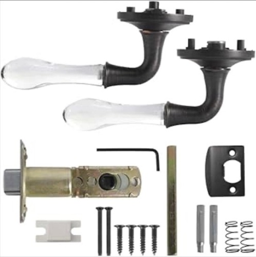 NIZADO 2 Pack Oil Rubbed Bronze Passage Door Lever Handle, Glass Interior Passage Door Lock Lever Knob forHallway Closet Keyless, Drop Shape Lever Handle, No Locking - Lot 66