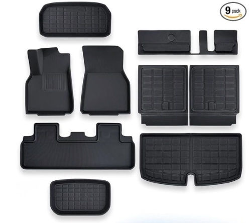  9PCS for Model Y 7 Seater Floor Mats 2024 2023 2022 2021 2020,for Model Y 7 Seater All Weather Floor Mats,XPE Waterproof Cargo Frunk Trunk Mats Cargo Liner Interior Accessories - Lot 70