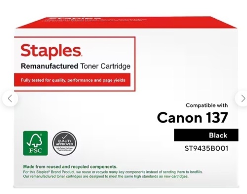 Staples Remanufactured Black Standard Yield Toner Cartridge Replacement for Canon 137 (TR9435B001/ST9435B001) - Lot 83