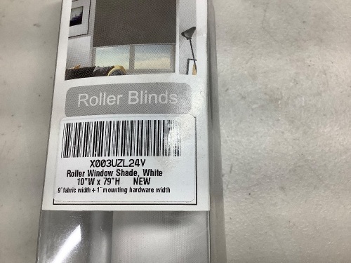 Roller Window  Shade  White 10"w x 79"h - Lot 96