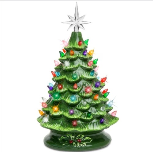 Pre-Lit Ceramic Tabletop Christmas Tree with Lights- 15in - Lot 135