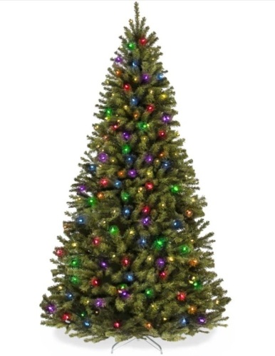 Pre-Lit Artificial Spruce Christmas Tree w/ Multicolored LED Lights 9ft - Lot 163