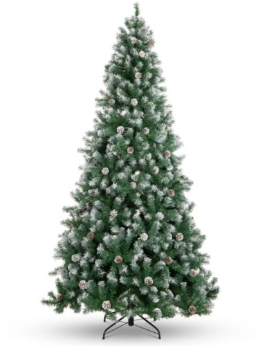 Pre-Decorated Christmas Tree w/ Pine Cones, Flocked Branch Tips 7.5ft - Lot 166