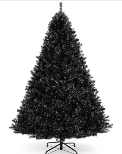 Artificial Black Christmas Tree w/ Easy Assembly, Foldable Metal Stand 7.5ft - Lot 168