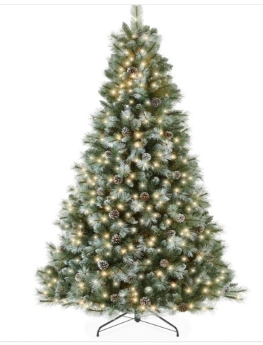 Pre-Lit Frosted Artificial Scotch Pine Christmas Tree w/ Metal Stand 7.5ft - Lot 177