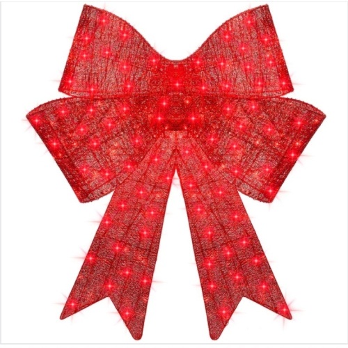 Pre-Lit Large Christmas Bow Decoration, Holiday Decor w/ 8 Functions - 48in - Lot 179