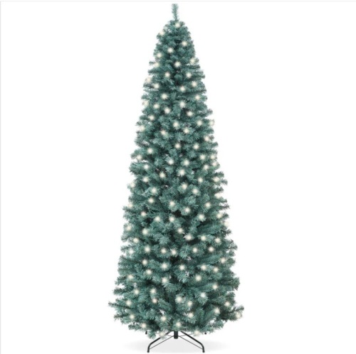 Pre-Lit Blue Spruce Pencil Christmas Tree w/ Metal Base, Incandescent Lights 6ft - Lot 194