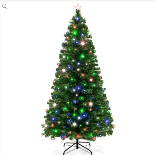 Pre-Lit Fiber Optic Pine Christmas Tree w/ Multicolor & LED Lights 6ft - Lot 200