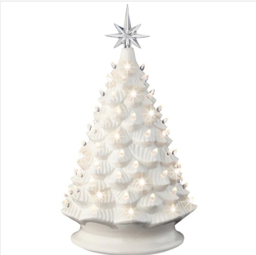 Large Pre-Lit Ceramic Christmas Tree Decoration w/ LED Light, Timer - 18in - Lot 205