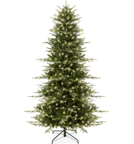 Pre-Lit Artificial Aspen Noble Fir Christmas Tree w/ Metal Stand 7.5ft - Lot 225