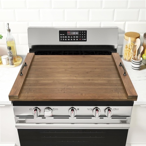 GASHELL Noodle Board Stove Cover with Handles, Multiple Stove Top Cover Board for Electric/Gas Stove Top(Retro Brown) - Lot 680