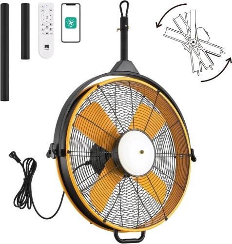 Orison 24.8'' Waterproof Outdoor Ceiling Fan, 6 Speed Ceiling Mounted Plug-In Cord Garage Fan with Remote&APP, 360-degree Manual Vertical Rotation, Hook hanging for Gazebo, Patio, Pergola Canopy  - Lot 686