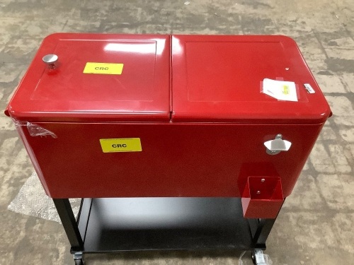 Portable Rolling Cooler Cart w/ Bottle Opener, Catch Tray - 80qt - Lot 734