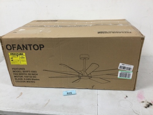 OFANTOP 60in Large Ceiling Fan - Lot 916