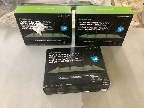 Lot of (3) Amped Athena-R2 High Power AC2600 Wi-Fi Router with MU-MIMO - Lot 132
